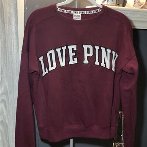 LOVE PINK maroon crewneck
